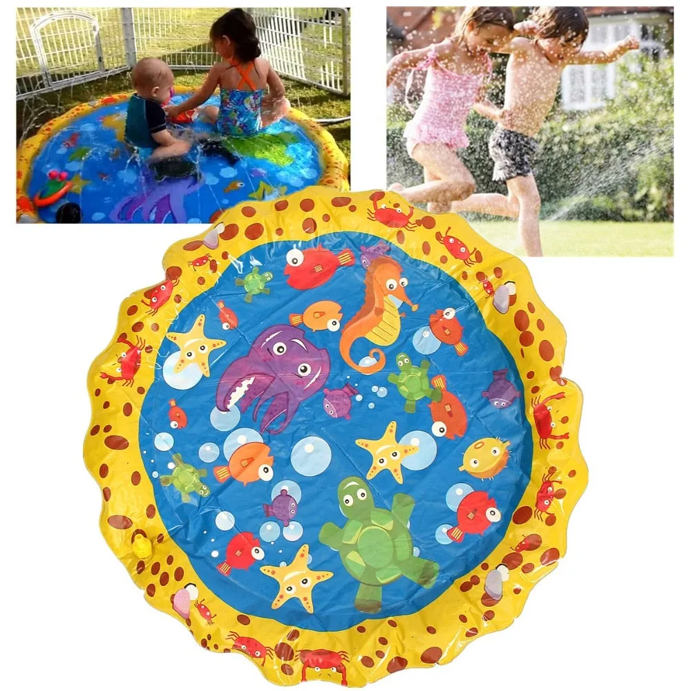 100cm Summer Children's Outdoor Play Water Games Beach Mat Lawn Inflatable Sprinkler Cushion