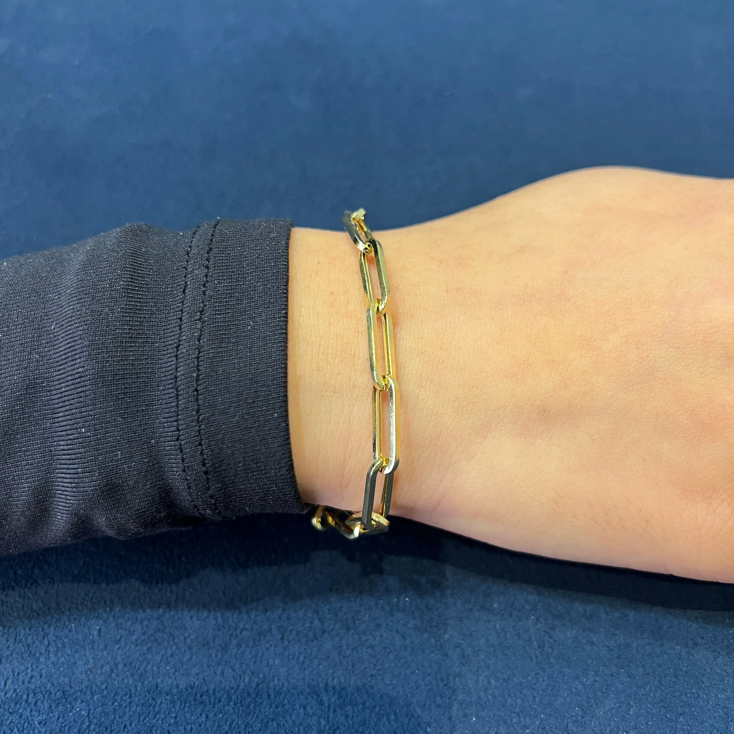 10K Yellow Gold (5mm) Hollow Paperclip Bracelet 7.5"