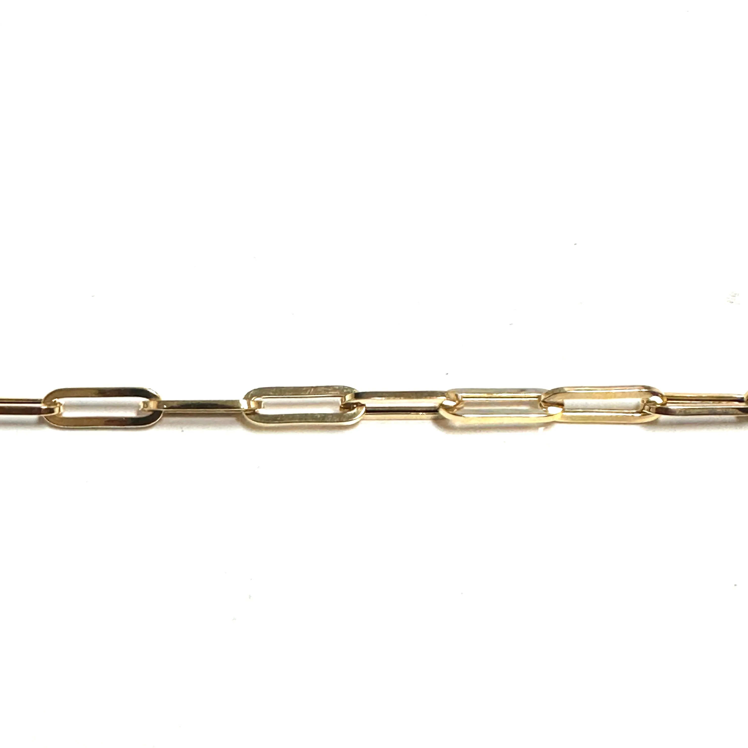 10K Yellow Gold (5mm) Hollow Paperclip Bracelet 7.5"