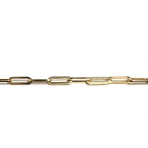 10K Yellow Gold (5mm) Hollow Paperclip Bracelet 7.5"