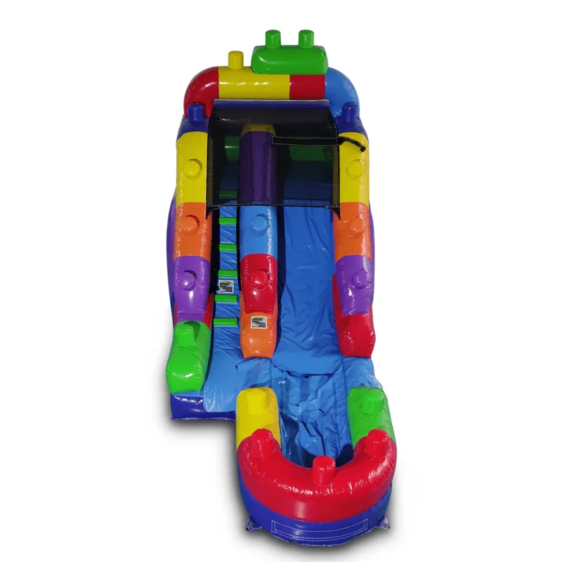 12' Blocks Inflatable Slide Wet/Dry in Rainbow