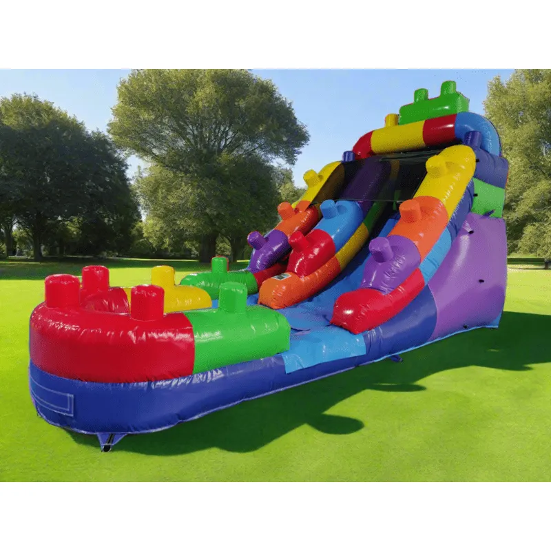 12' Blocks Inflatable Slide Wet/Dry in Rainbow
