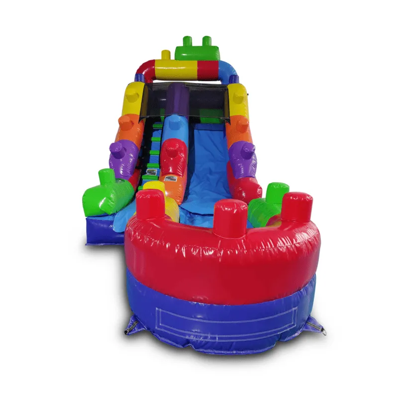12' Blocks Inflatable Slide Wet/Dry in Rainbow