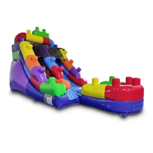 12' Blocks Inflatable Slide Wet/Dry in Rainbow
