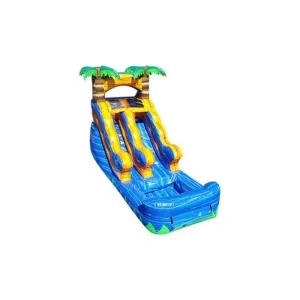 12 ft Tropical Inflatable Water Slide in Blue and Yellow