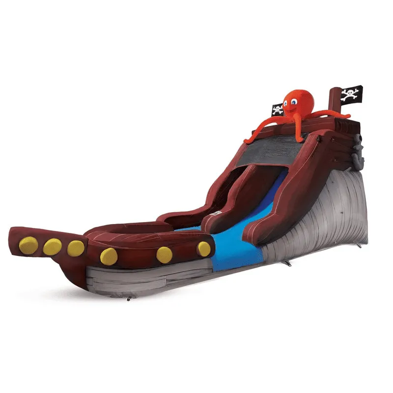 12' Pirate Cove Inflatable Slide Wet/Dry in Brown and Blue