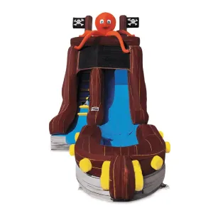 12' Pirate Cove Inflatable Slide Wet/Dry in Brown and Blue