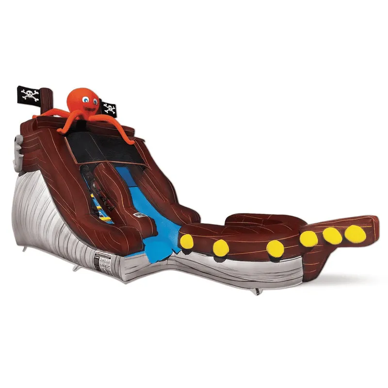 12' Pirate Cove Inflatable Slide Wet/Dry in Brown and Blue