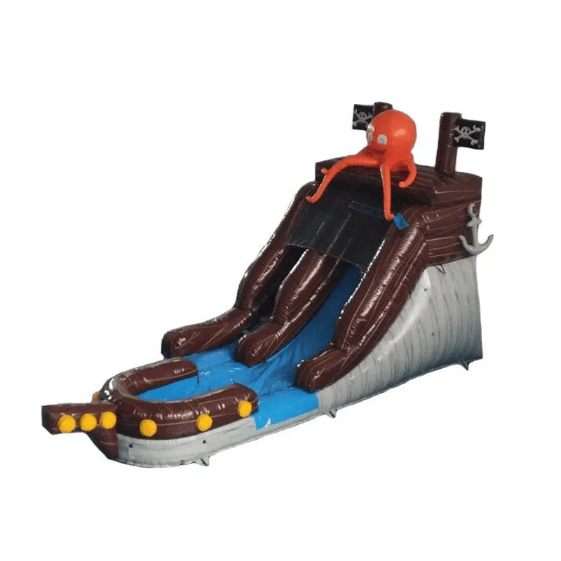 12' Pirate Cove Inflatable Slide Wet/Dry in Brown and Blue