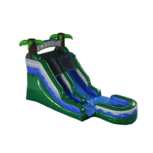 12' Tropical Inflatable Slide Wet/Dry in Green and Blue