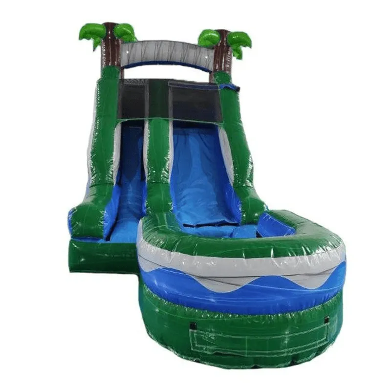 12' Tropical Inflatable Slide Wet/Dry in Green and Blue