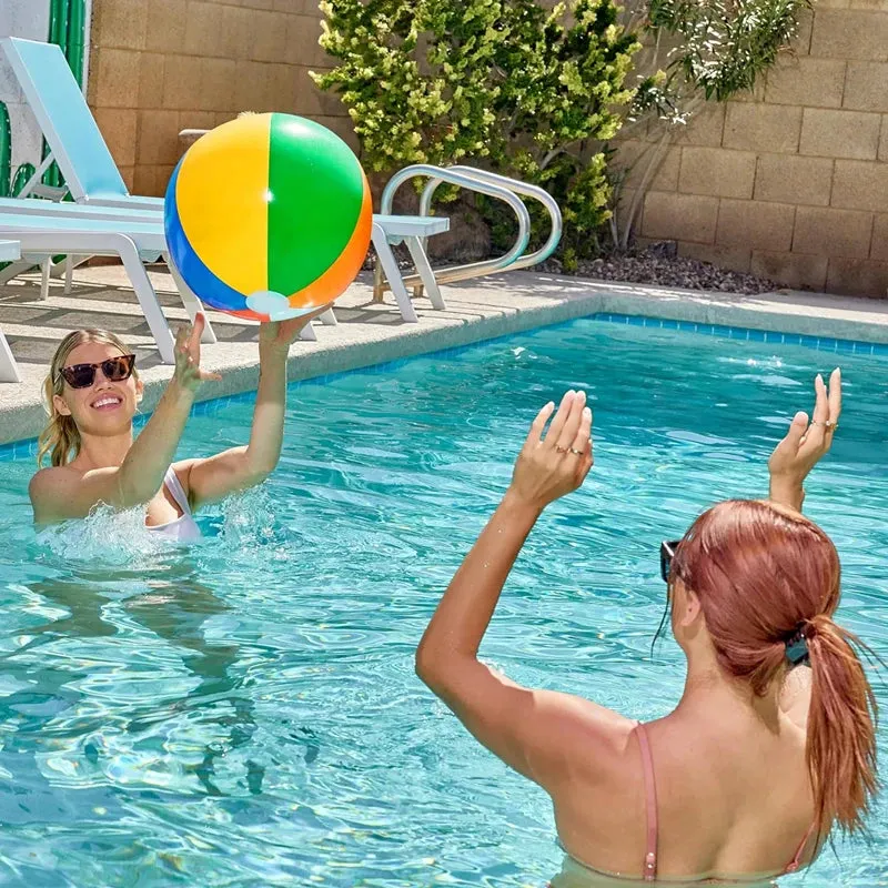 12"/16" Inflatable Large Beach Balls for Kids Adults Durable Pool Toys for Summer Water Games Rainbow Beachball Party Favors