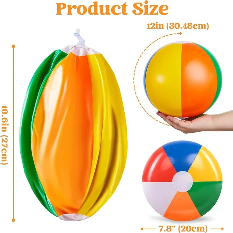 12"/16" Inflatable Large Beach Balls for Kids Adults Durable Pool Toys for Summer Water Games Rainbow Beachball Party Favors