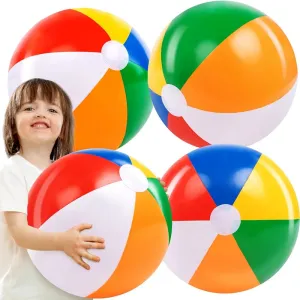 12"/16" Inflatable Large Beach Balls for Kids Adults Durable Pool Toys for Summer Water Games Rainbow Beachball Party Favors