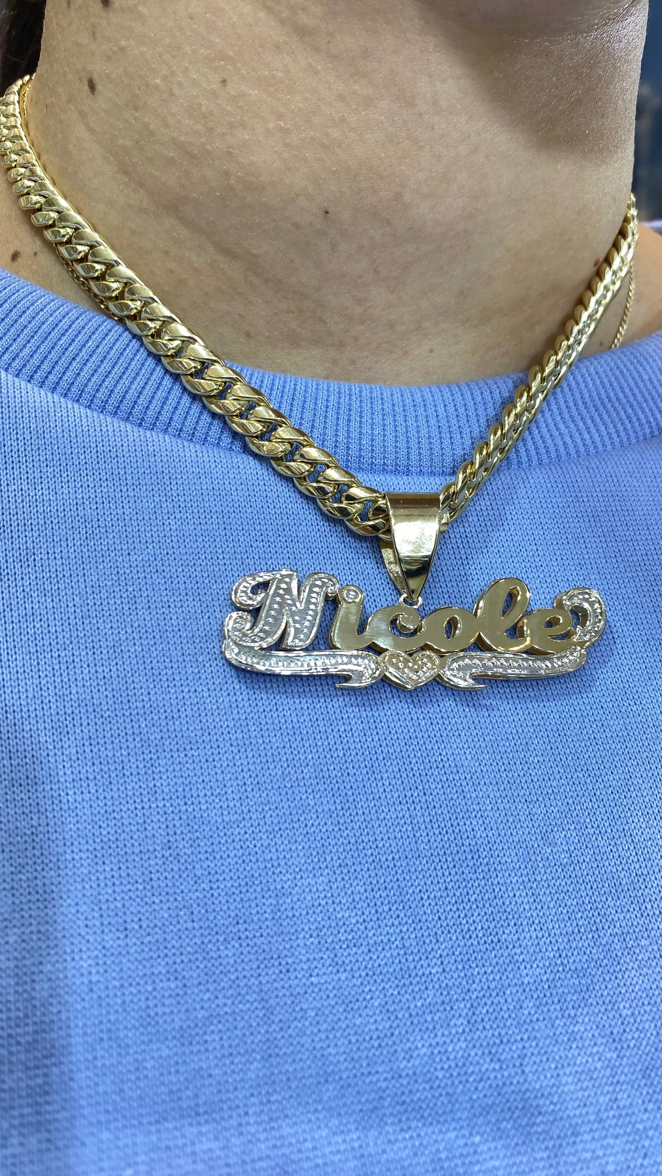 14k Custom Name Pendant   Hollow Cuban Choker for Women (16" Inches) 😍 JTJ™