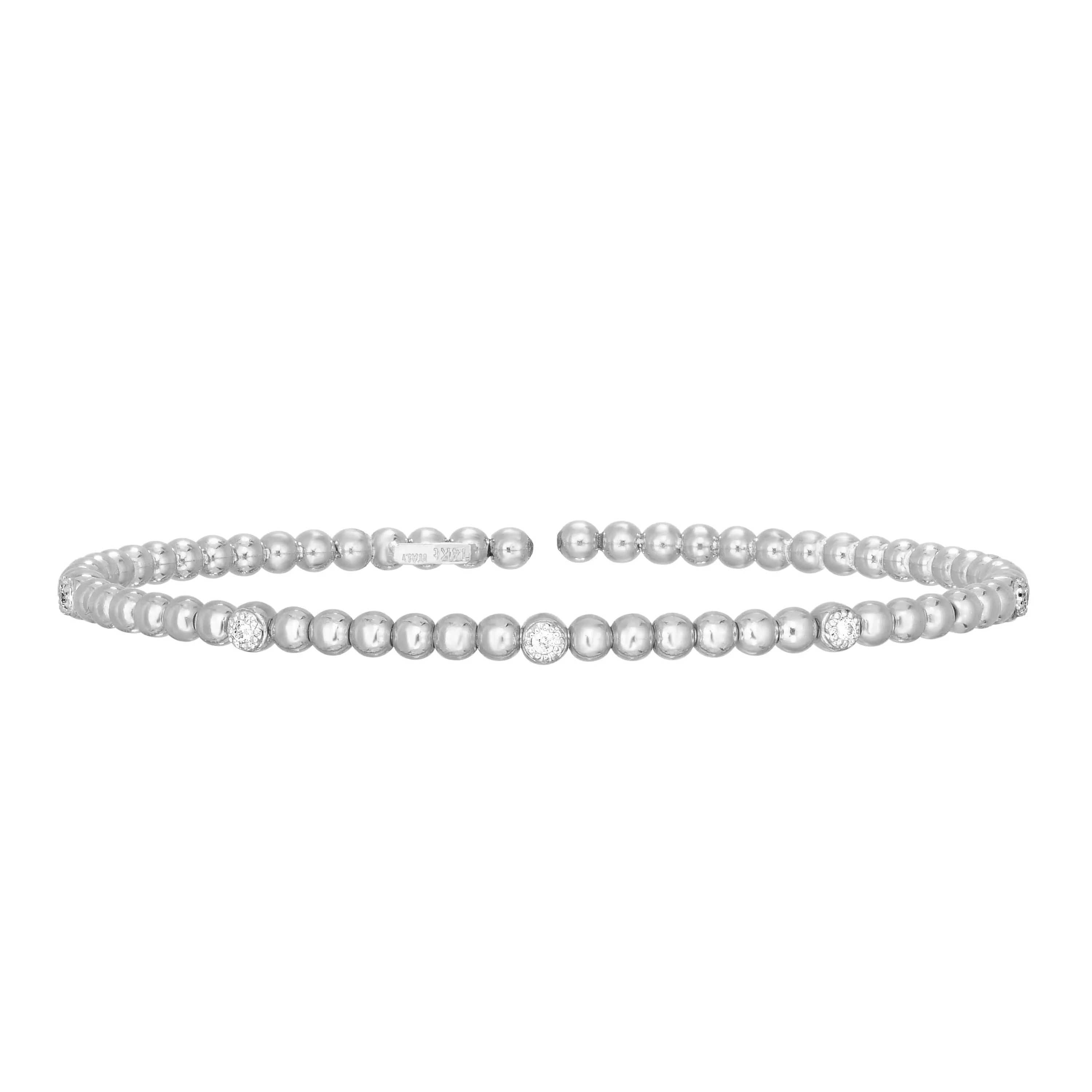 14K Gold Prosecco Bead Cuff With Diamonds