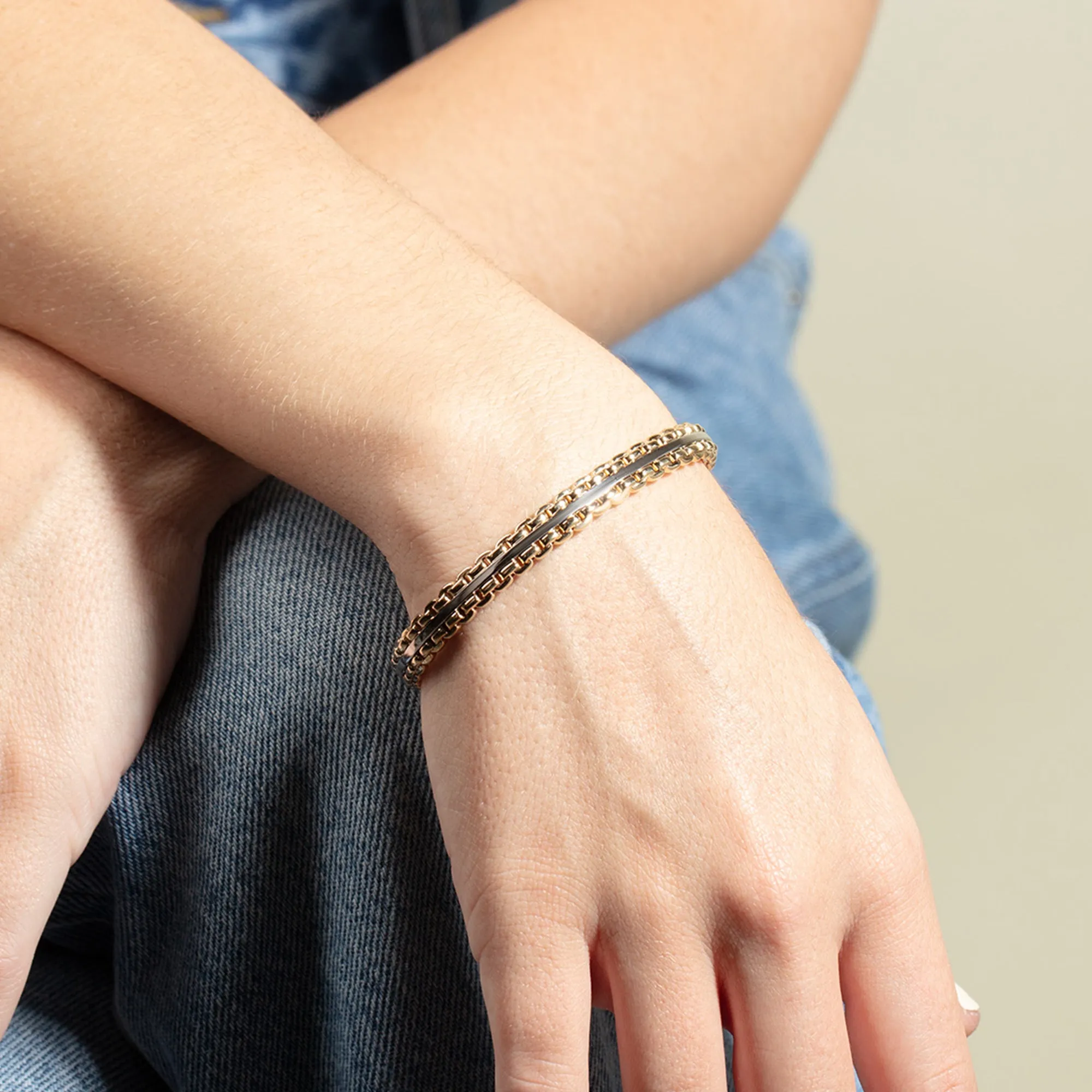 14K Gold Venetian Link Cuff Bracelet