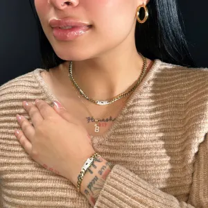 14k Hollow Cuban MONACI Choker & Bracelet Set (6MM)   Chain & Initial JTJ™