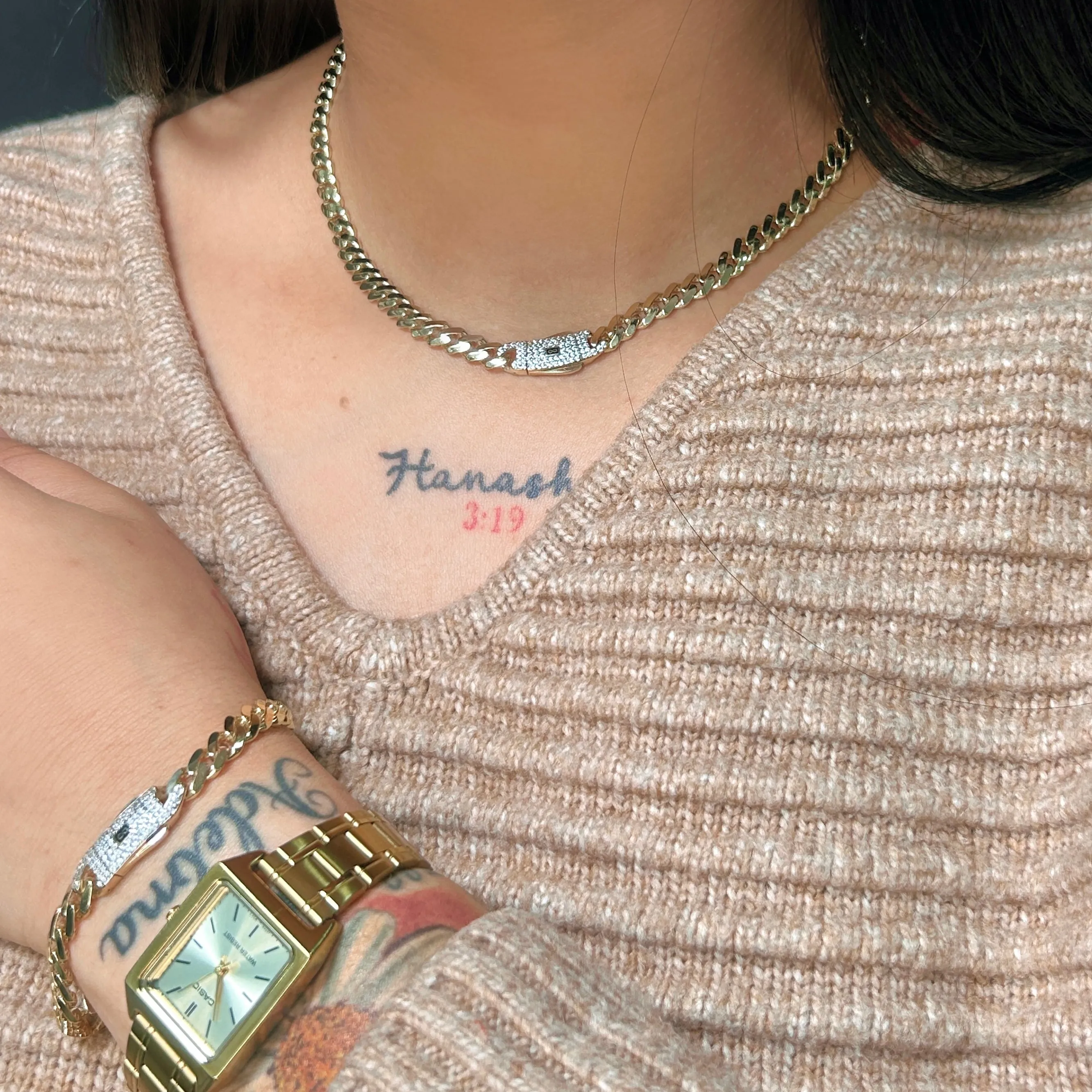 14k Hollow Cuban MONACI Choker & Bracelet Set (6MM) JTJ™