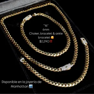14k Hollow Cuban MONACI Choker   Bracelet   Ankle Bracelet (6MM) JTJ™