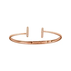 14k Rose Gold 1/6 CTW Diamond Vertical Bar Cuff Bracelet