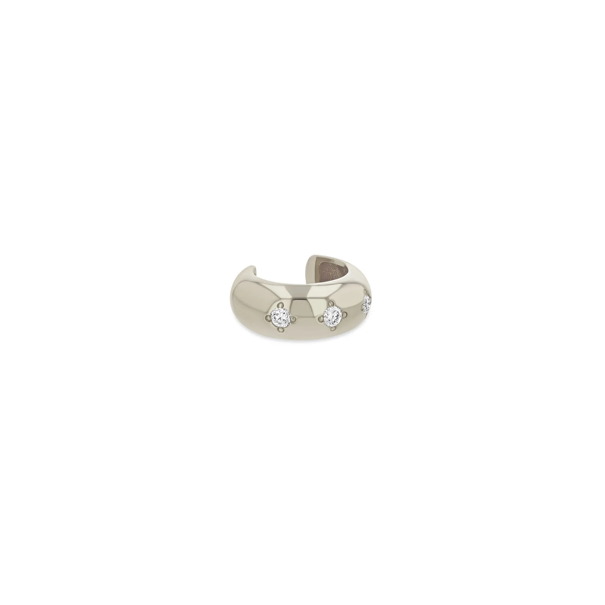 14k Star Set Diamond Wide Chubby Ear Cuff