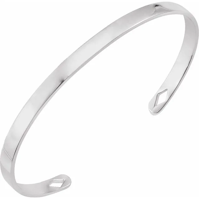14K White Gold Engravable Cuff 7" Bracelet