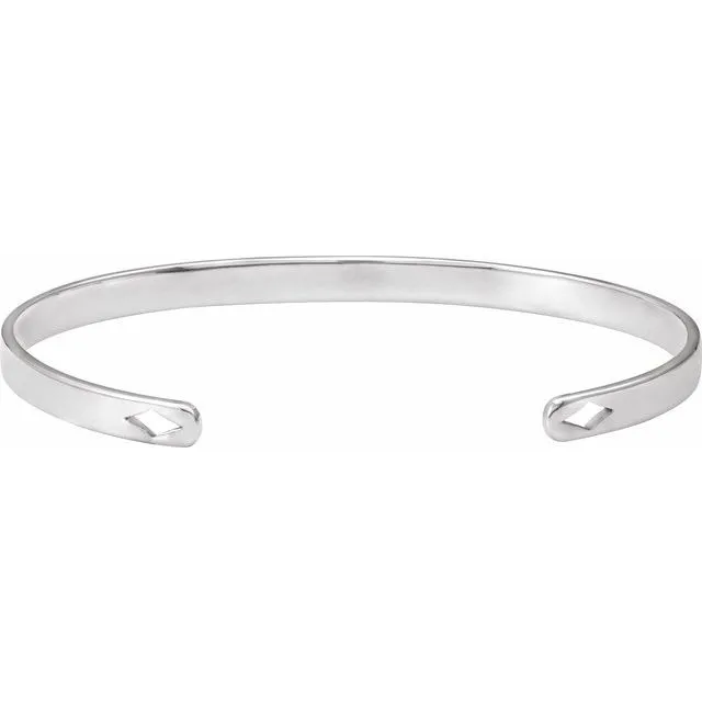 14K White Gold Engravable Cuff 7" Bracelet