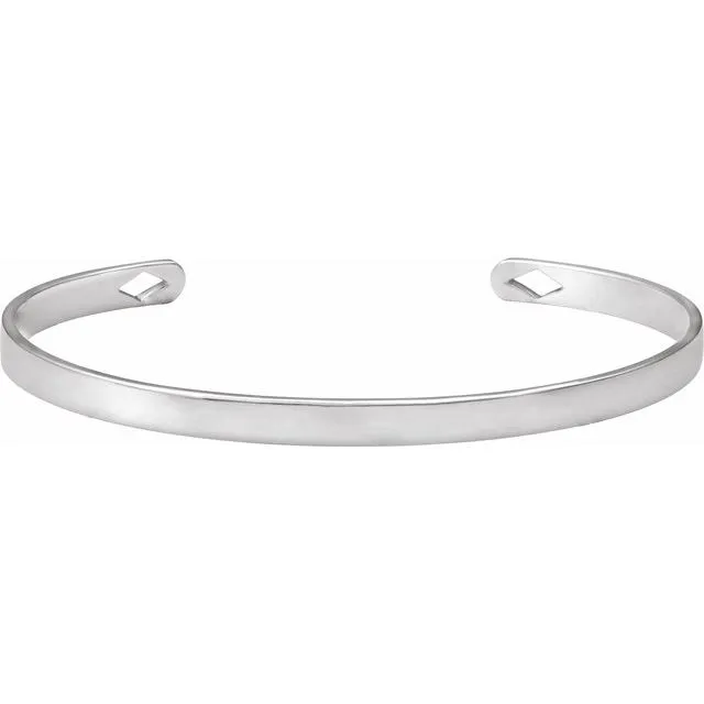 14K White Gold Engravable Cuff 7" Bracelet