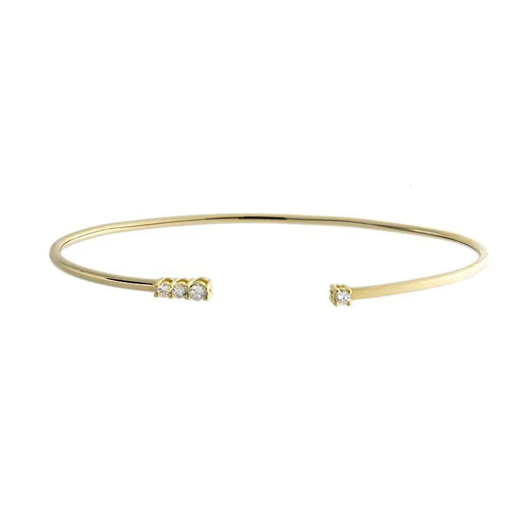 14k Yellow Gold Diamond Cuff Bracelet