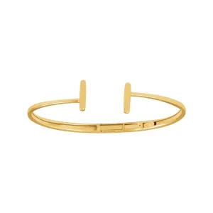 14k Yellow Gold Hinged Cuff Bar Bracelet 7"