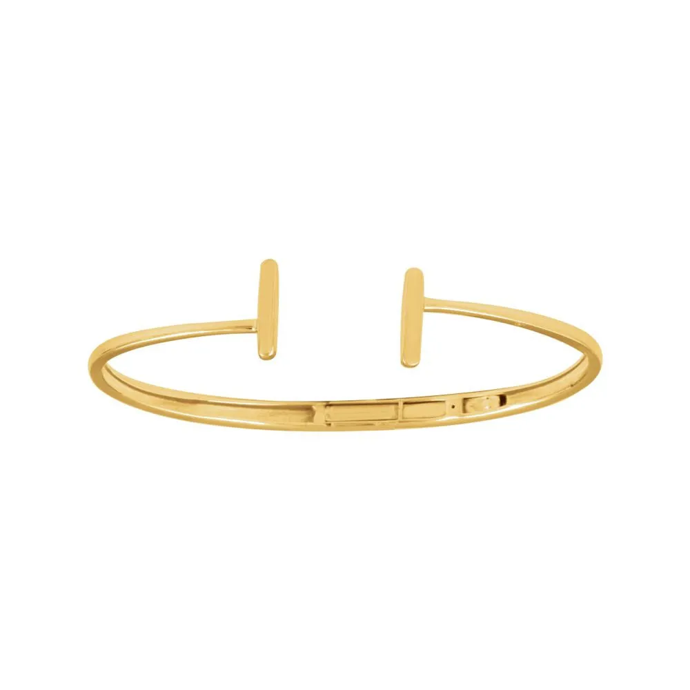 14k Yellow Gold Hinged Cuff Bar Bracelet 7"