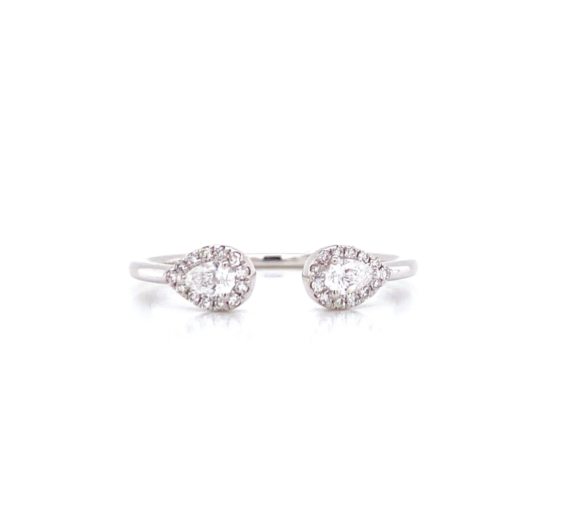 14K Yellow Gold Pear Diamond Open Cuff Ring