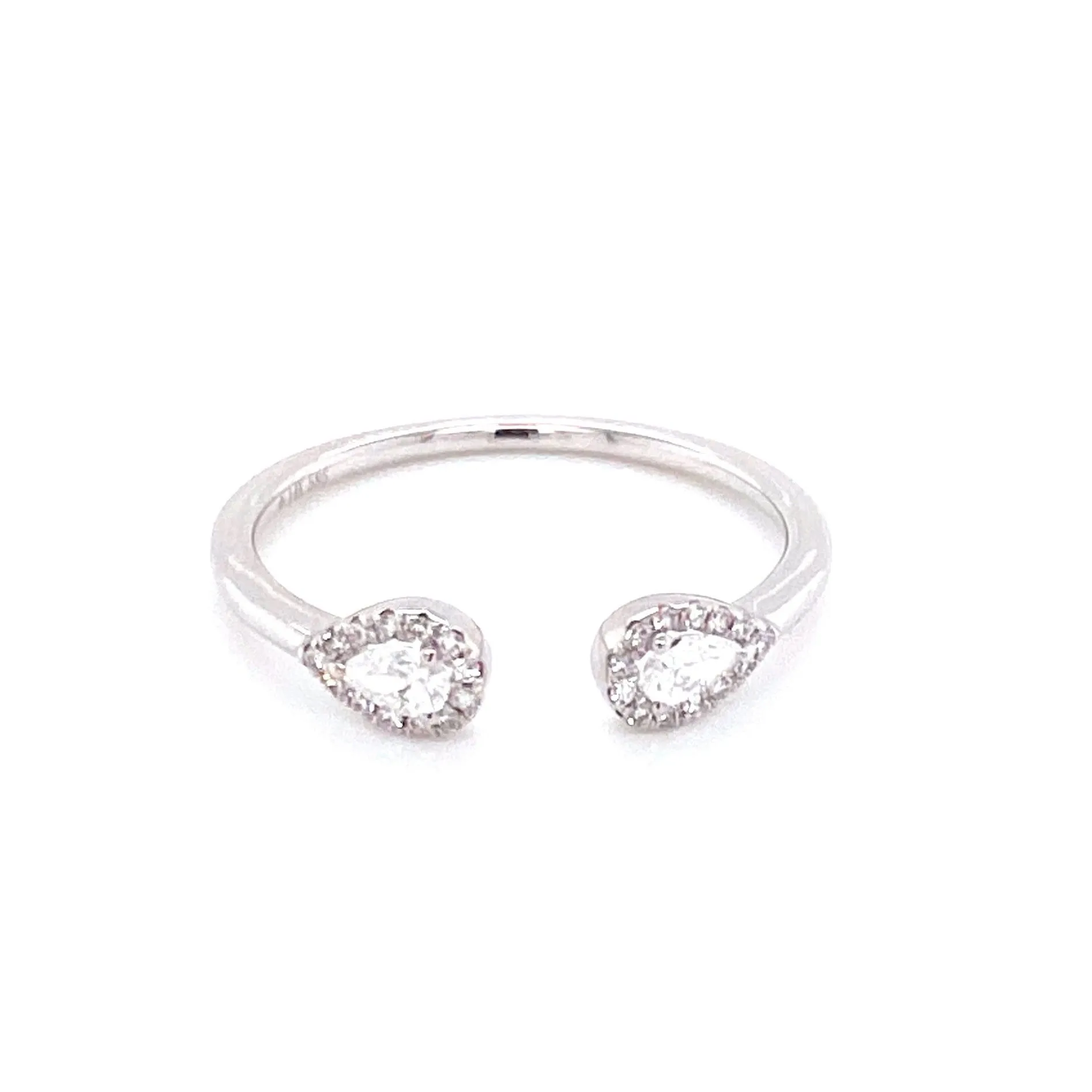 14K Yellow Gold Pear Diamond Open Cuff Ring