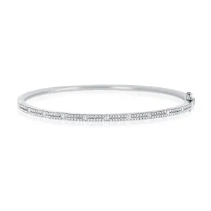 14K Yellow Gold Round & Baguette Diamond Bangle
