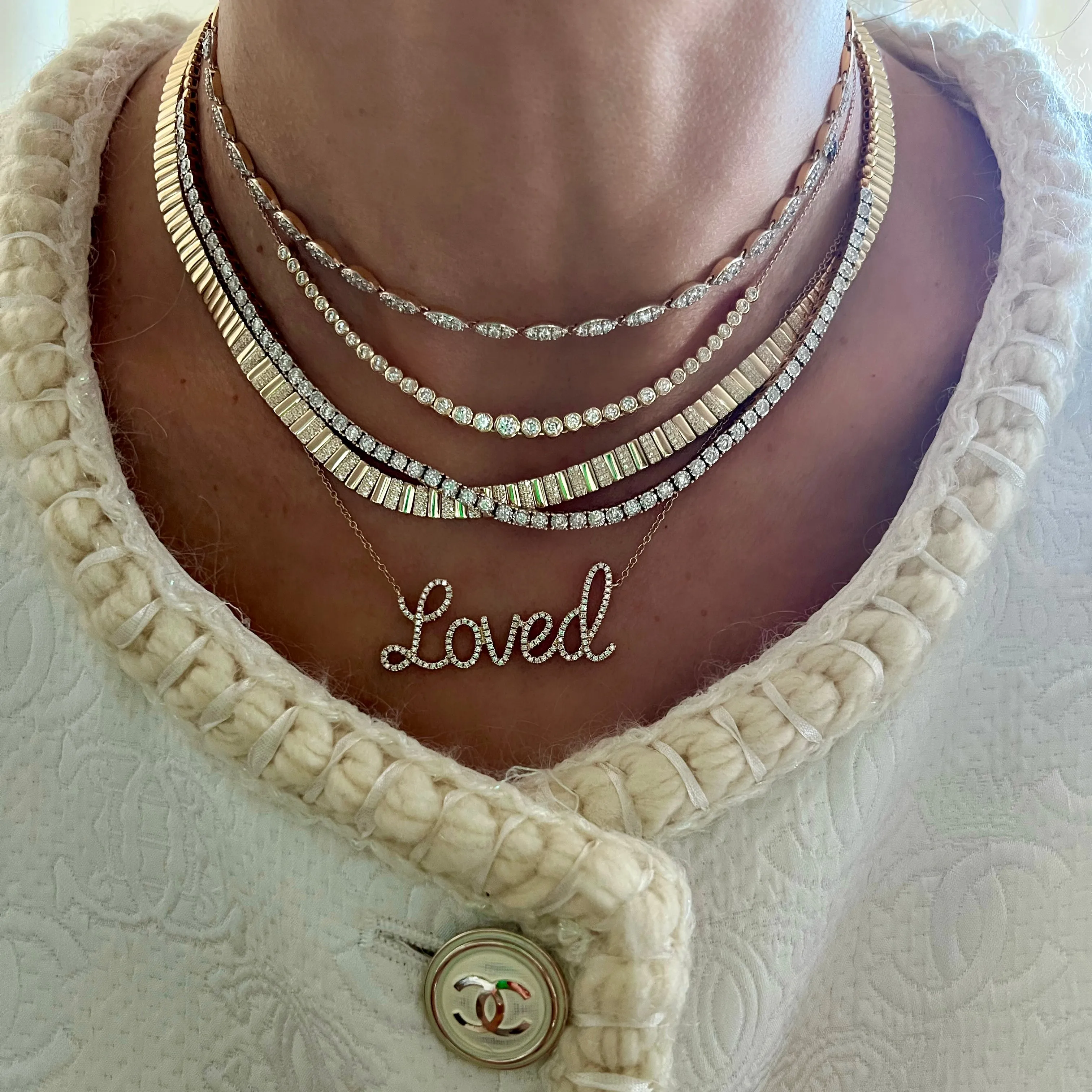 14KT Gold Diamond Sybil Choker Necklace