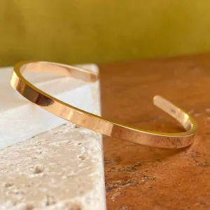 14KT Yellow Gold Polished Solid Open Cuff Bracelet 4mm
