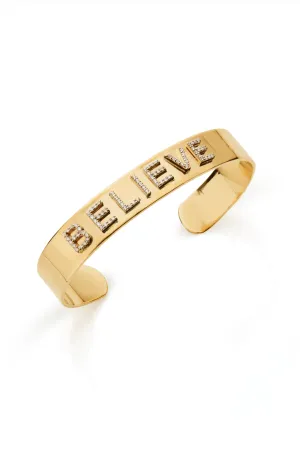 14KY Small "BELIEVE" Signature Cuff