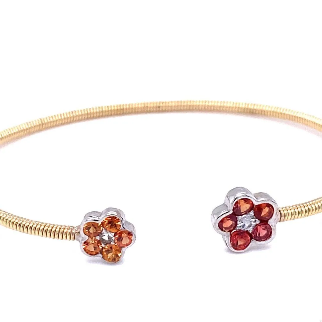 1.52 Carat Sapphire Yellow Gold Cuff Bangle Bracelet