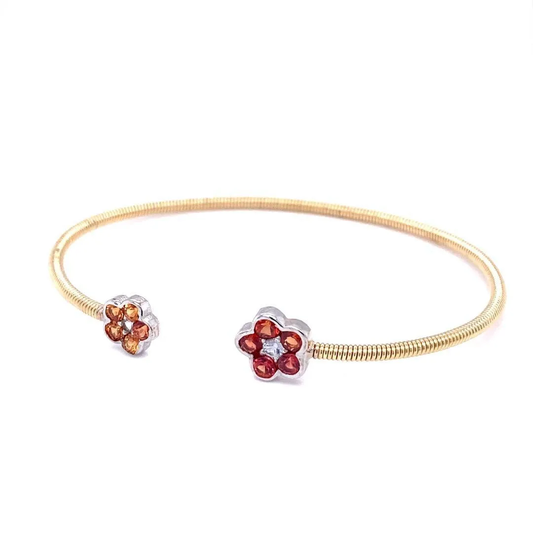 1.52 Carat Sapphire Yellow Gold Cuff Bangle Bracelet
