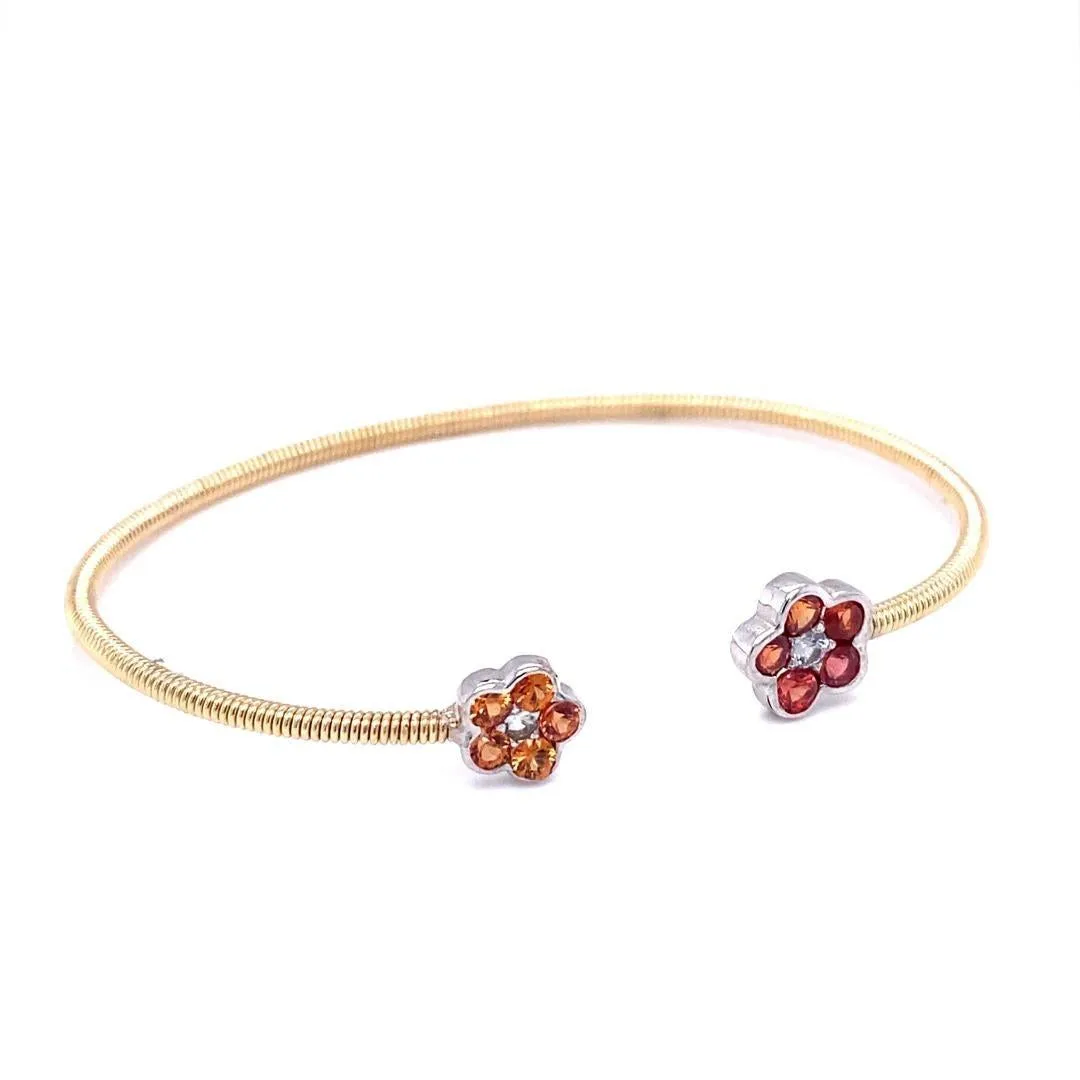 1.52 Carat Sapphire Yellow Gold Cuff Bangle Bracelet