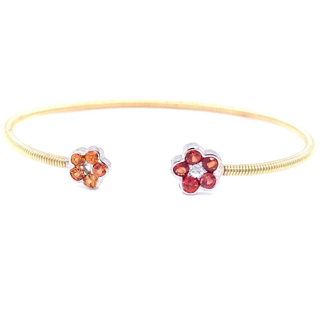 1.52 Carat Sapphire Yellow Gold Cuff Bangle Bracelet