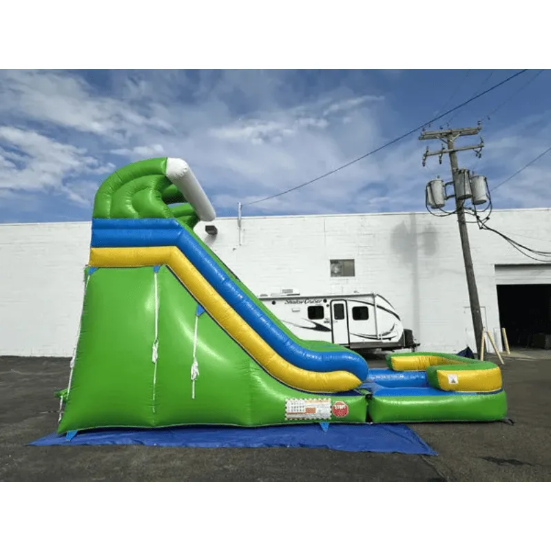 16'H Dura-Lite Green Water Slide w Detachable Pool