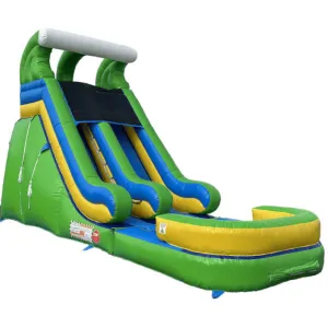 16'H Dura-Lite Green Water Slide w Detachable Pool