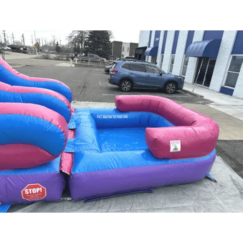 16'H Dura-Lite Pink Water Slide w Detachable Pool