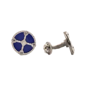 17MM ROUND SHIELD ROYAL BLUE ENAMEL CUFFLINK