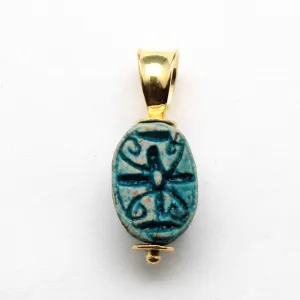 18K Gold, Egyptian Scarab Pendant, Genuine Artifact, ID13856