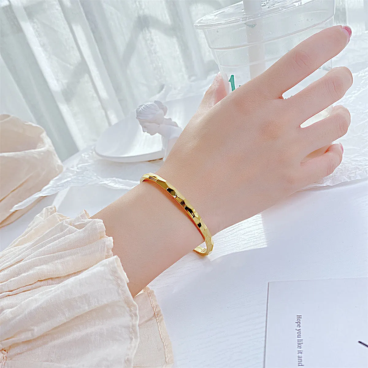18K Gold-Plated Diamond-Cut Cuff