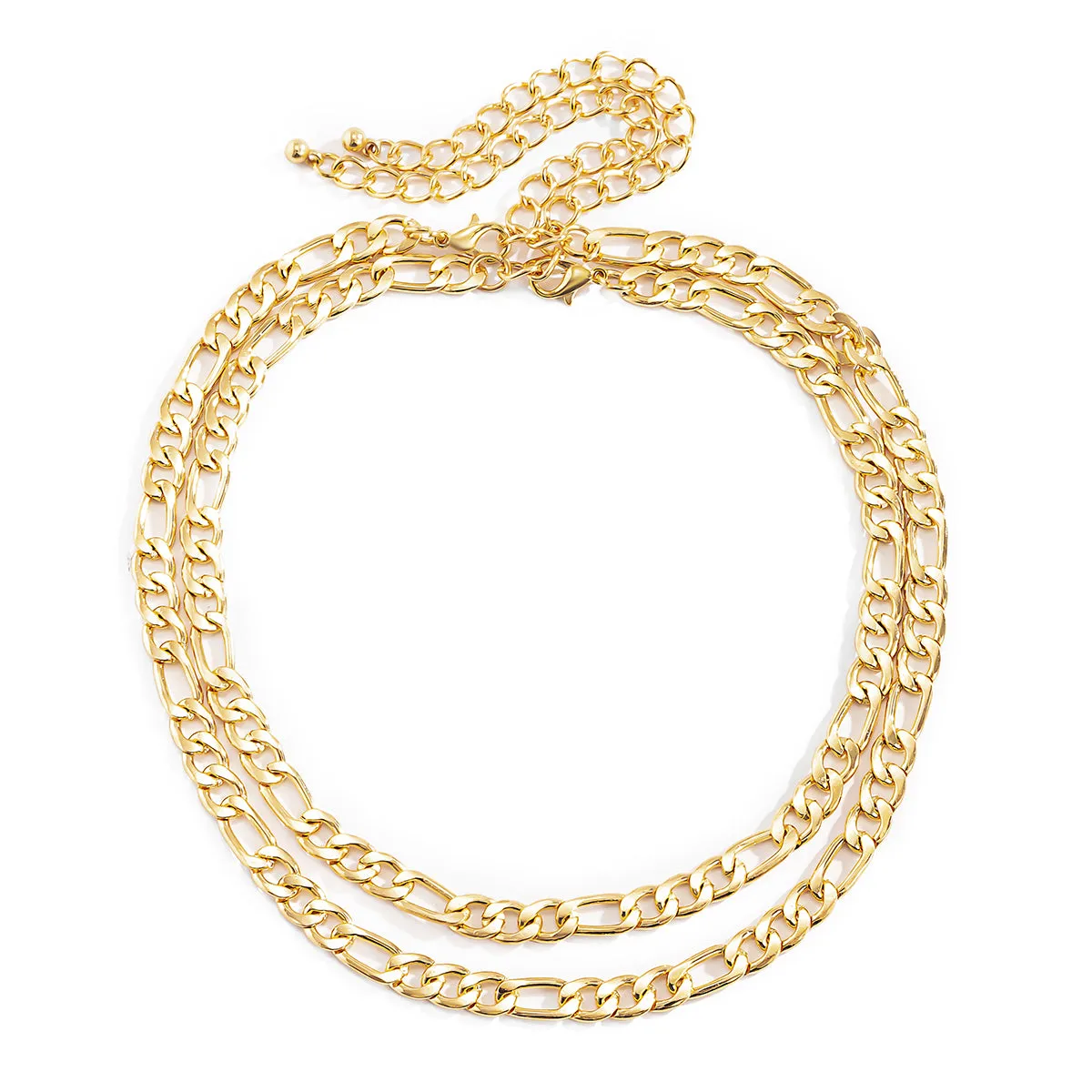 18K Gold-Plated Figaro Necklace - Set Of 2