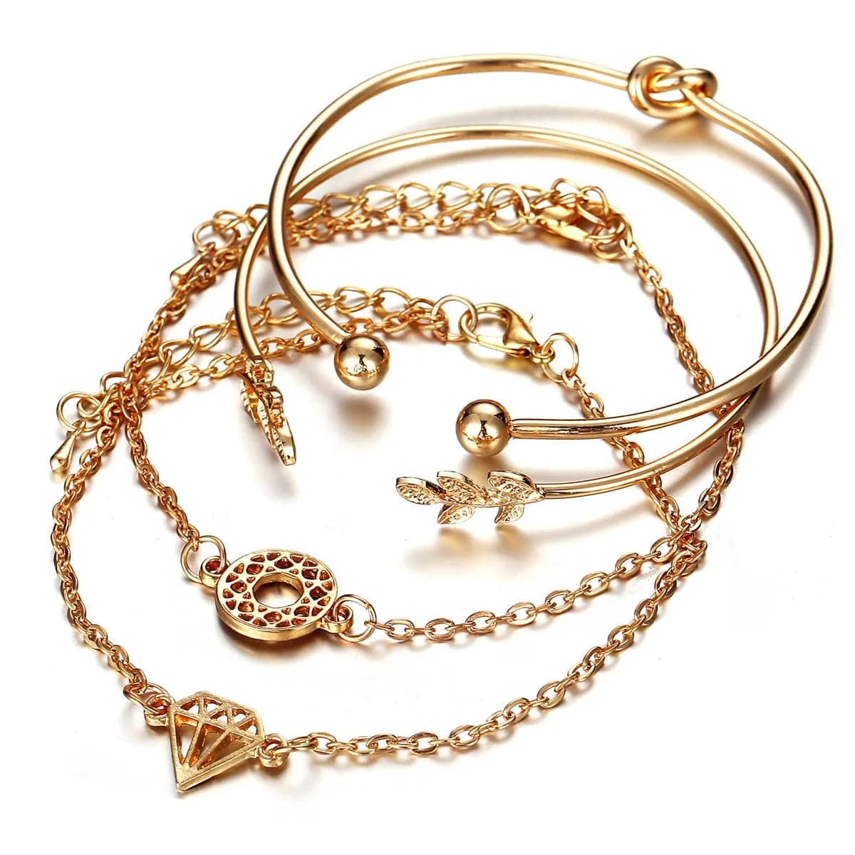 18K Gold-Plated Leaf Cuff Set